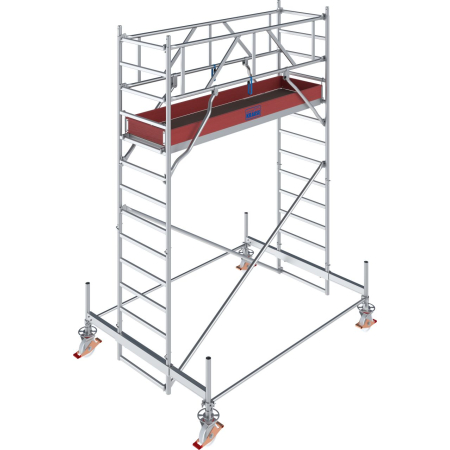Aluminiowe rusztowanie jezdne Krause STABILO 100 (2,50 × 0,75 m) – wysokość robocza 4,5–14,5 m